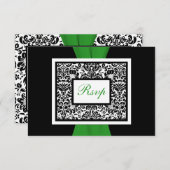 Schwarz-weiß Damask Green PRINED RIBBON UAWG RSVP Karte (Vorne/Hinten)