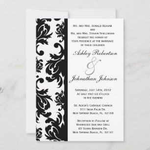Schwarz-Weiß Damask Hochzeit einladen Einladung