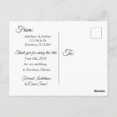 Schwarz-weiß Damask Hochzeit Save the Date Postkar Postkarte (Rückseite)