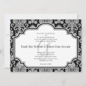 Schwarz-weiß Damask Hochzeitseinladungen Mit Monog Einladung (Vorderseite)