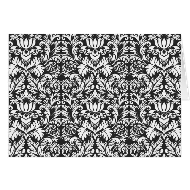 Schwarz-weiß Damask Lace Brocade (Vorderseite (Horizontal))