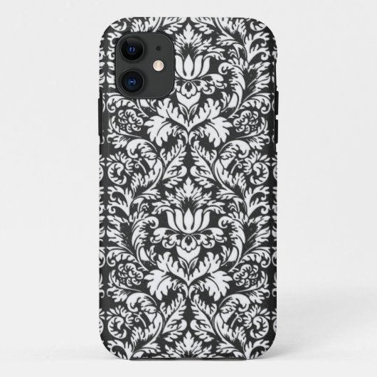 Schwarz-weiß Damask Lace Brocade Case-Mate iPhone Hülle (Rückseite)