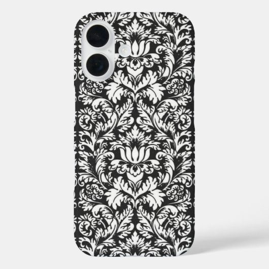 Schwarz-weiß Damask Lace Brocade Case-Mate iPhone Hülle (Rückseite)