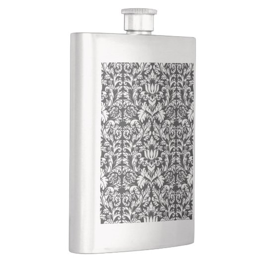 Schwarz-weiß Damask Lace Brocade Flachmann (Rechts)