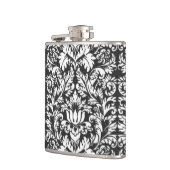 Schwarz-weiß Damask Lace Brocade Flachmann (Links)