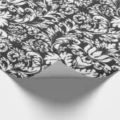Schwarz-weiß Damask Lace Brocade Geschenkpapier (Ecke)