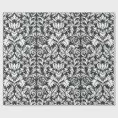 Schwarz-weiß Damask Lace Brocade Geschenkpapier (Flach)