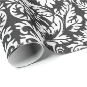 Schwarz-weiß Damask Lace Brocade Geschenkpapier (Rolleneckpunkt)