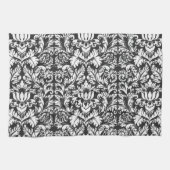 Schwarz-weiß Damask Lace Brocade Geschirrtuch (Horizontal)