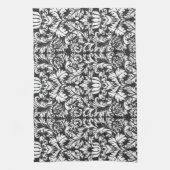 Schwarz-weiß Damask Lace Brocade Geschirrtuch (Vertikal)