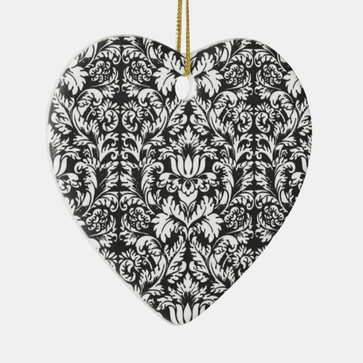 Schwarz-weiß Damask Lace Brocade Keramik Ornament (Rechts)