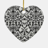 Schwarz-weiß Damask Lace Brocade Keramik Ornament (Hinten)