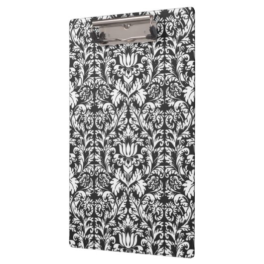 Schwarz-weiß Damask Lace Brocade Klemmbrett (Links)