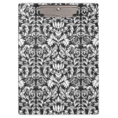 Schwarz-weiß Damask Lace Brocade Klemmbrett (Vorderseite)