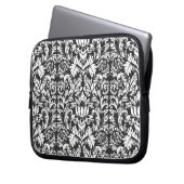 Schwarz-weiß Damask Lace Brocade Laptopschutzhülle (Vorderseite Links)