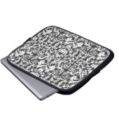 Schwarz-weiß Damask Lace Brocade Laptopschutzhülle (Vorne Knopf)