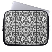 Schwarz-weiß Damask Lace Brocade Laptopschutzhülle (Vorderseite)