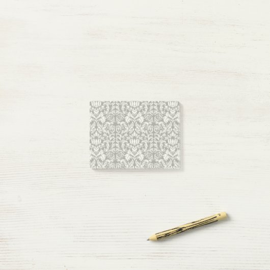 Schwarz-weiß Damask Lace Brocade Post-it Klebezettel (Auf Schreibtisch)