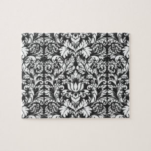 Schwarz-weiß Damask Lace Brocade Puzzle