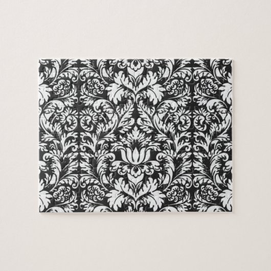 Schwarz-weiß Damask Lace Brocade Puzzle (Horizontal)