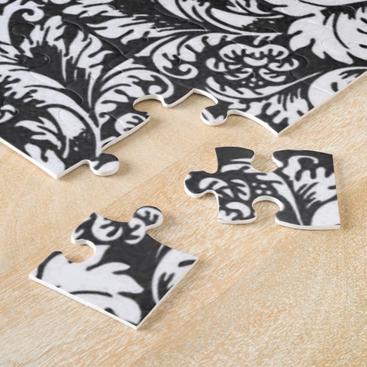 Schwarz-weiß Damask Lace Brocade Puzzle (Seite)