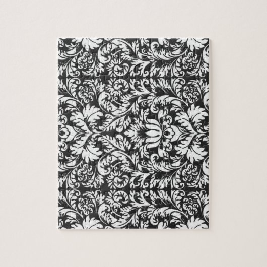 Schwarz-weiß Damask Lace Brocade Puzzle (Vertikal)
