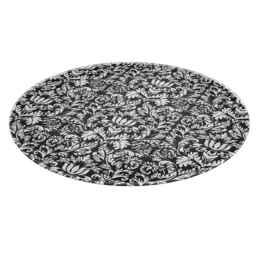 Schwarz-weiß Damask Lace Brocade Schneidebrett (Ecke)