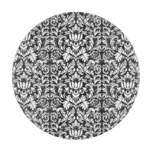 Schwarz-weiß Damask Lace Brocade Schneidebrett (Vorderseite)
