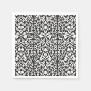 Schwarz-weiß Damask Lace Brocade Serviette