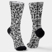 Schwarz-weiß Damask Lace Brocade Socken (Gewinkelt)