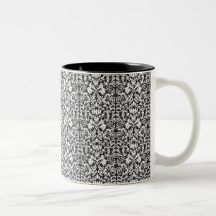 Schwarz-weiß Damask Lace Brocade Zweifarbige Tasse
