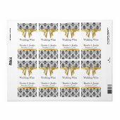Schwarz-Weiß Damask Mini Wine Labels (Vorne)