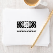 Schwarz-weiß Damask Monogram Wedding Address Label Adressaufkleber (Insitu)