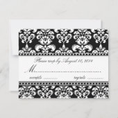 Schwarz-weiß Damask Monogram Wedding RSVP Cards (Rückseite)