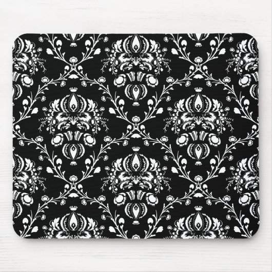 Schwarz-Weiß-Damask Mousepad (Vorne)