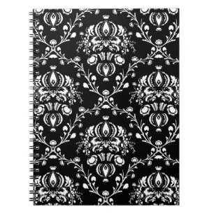 Schwarz-Weiß-Damask Notizblock