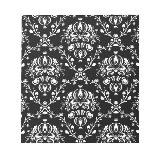 Schwarz-Weiß-Damask Notizblock (Vorderseite)