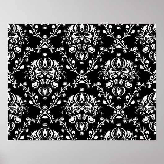 Schwarz-Weiß-Damask Poster (Vorne)