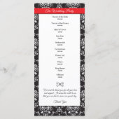 Schwarz-weiß Damask Red Ribbon Wedding Program Programm (Rückseite)