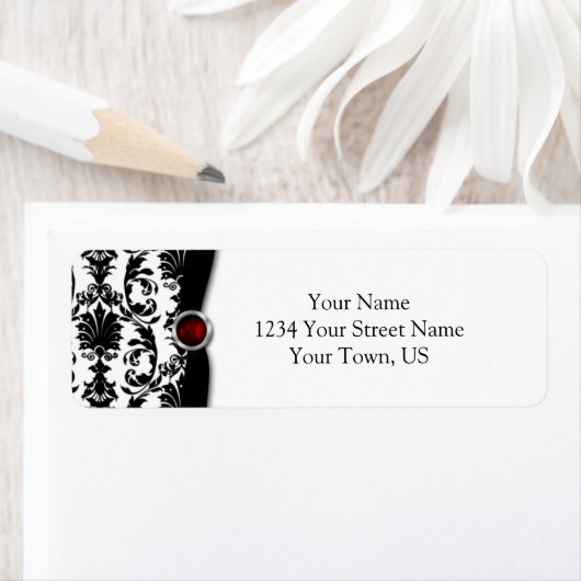 Schwarz-weiß Damask Ruby Gemstone Adresse (Insitu)