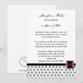 Schwarz-Weiß-Damask-Ruby-Jahrestag Einladung (Vorne/Hinten)