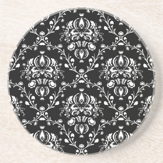Schwarz-Weiß-Damask Sandstein Untersetzer (Vorne)