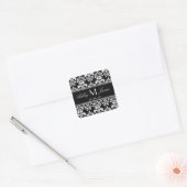 Schwarz-weiß Damask Save the Date Aufkleber (Umschlag)