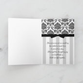 Schwarz-weiß Damask Stripe Wedding Danke (Innenseite)