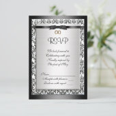 Schwarz-Weiß-Damask-uAwg Einladung (Stehend Vorderseite)