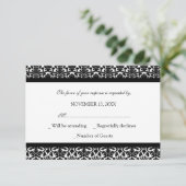 Schwarz-weiß Damask UAWG Wedding Card RSVP Karte (Stehend Vorderseite)