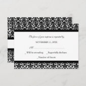 Schwarz-weiß Damask UAWG Wedding Card RSVP Karte (Vorne/Hinten)