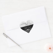 Schwarz-weiß Damask Wedding Gefallen Heart Sticker (Umschlag)