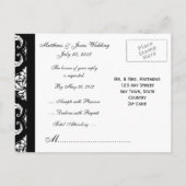 Schwarz-weiß Damask Wedding UAWG Postcard Einladungspostkarte (Rückseite)
