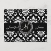 Schwarz-weiß Damask Wedding UAWG Postcard Einladungspostkarte (Vorderseite)